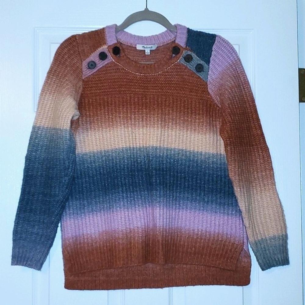 Madewell Space-Dyed Button-Shoulder Pullover Sweater Size Small - Picture 10 of 10